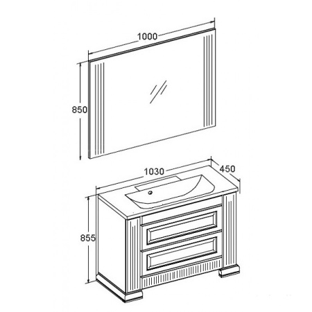 Тумба с раковиной Opadiris Оникс 100 00-00003527 с серебряной патиной фото