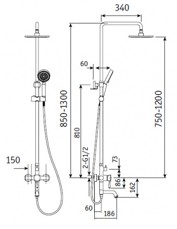 Душевая система (стойка) Gllon C013-1 GC фото