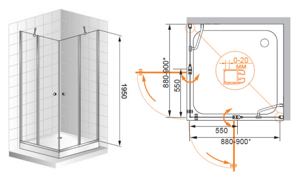 Душевой уголок Cezares Elena ELENA-A-22-90-P-Cr 90х90 фото