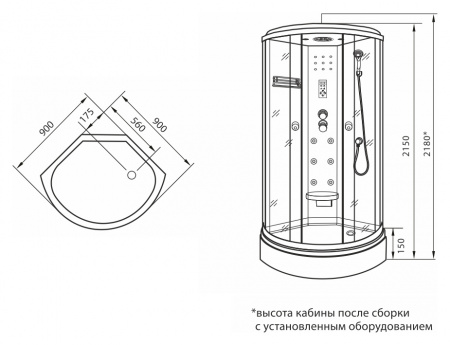 Душевая кабина Luxus Capri 836 90x90 фото