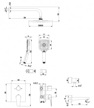 Душевая система для скрытого монтажа Lemark Shift LM4322C фото