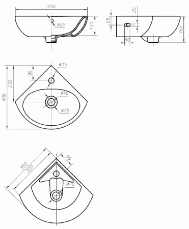 Раковина угловая Ifo Frisk RS020350000 45 см фото