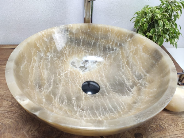 Накладная раковина из оникса Bowl Grey Medium TinLip BO-01032 (45*45*17) фото