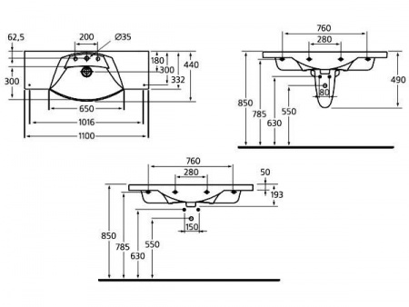 Раковина Ideal Standard Motion W890201 110 см фото
