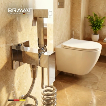 Гигиенический душ со смесителем с пружинным шлангом Bravat D9191CP-SW фото
