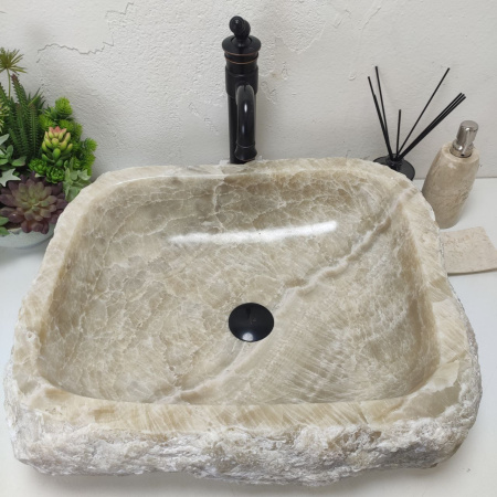 Накладная раковина из оникса Erozy Grey EO-01549 (57*49*15) фото