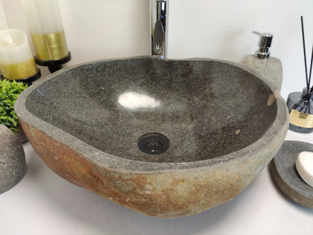 Накладная раковина из речного камня RSM0642 (44*39*15) фото