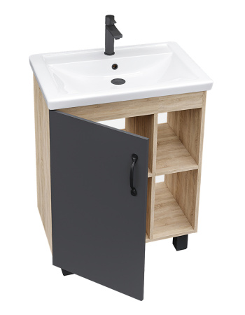 Тумба под раковину  Grossman Флай 60 106002 дуб сонома/серая фото