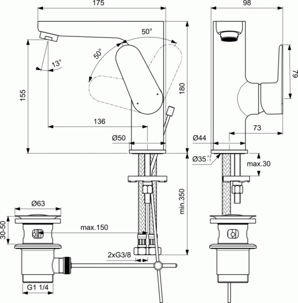 Смеситель для раковины Ideal Standard CERAFINE MODEL O BC703AA фото