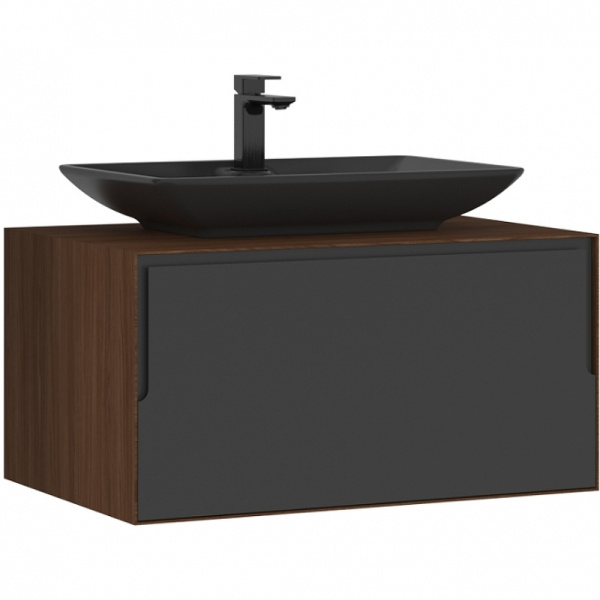 Тумба с накладной раковиной Orka Craft 80 5003987 орех/антрацит фото