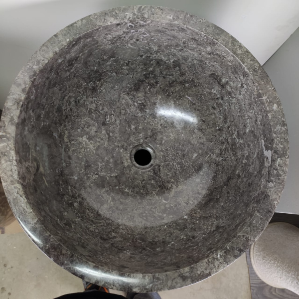 Раковина напольная из мрамора Silinder Full Polish Grey MN-0400 (50*50*90) фото