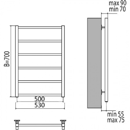 Полотенцесушитель электрический Terminus Контур П6 4660059920917 500х700 фото