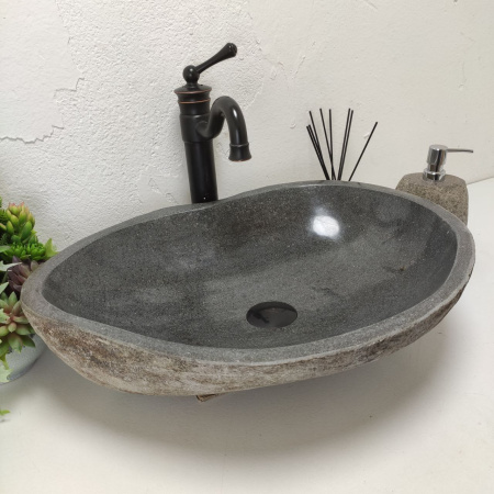 Накладная раковина из речного камня RS01475 (55*41*15) B11 фото