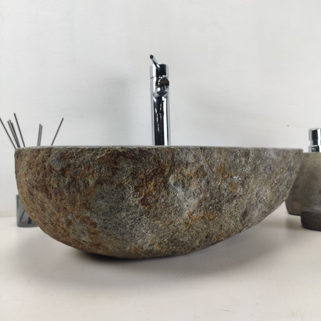 Накладная раковина из речного камня RS0968 (47*41*15) фото