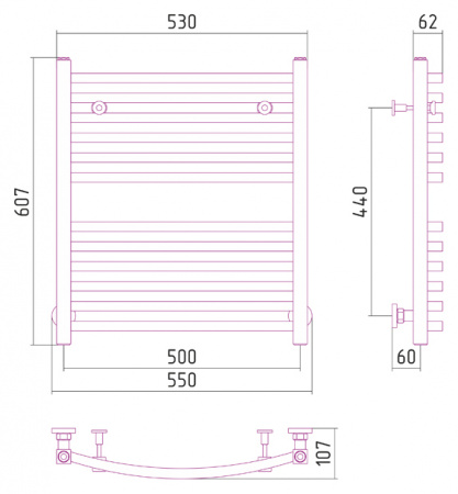 Водяной полотенцесушитель Сунержа Аркус 60х50 00-0251-6050 фото