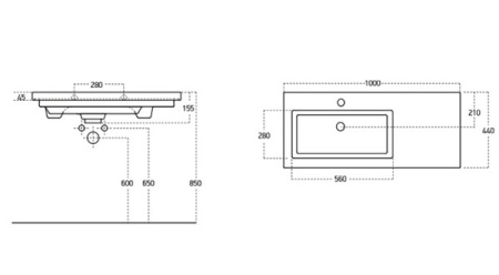 Раковина Raval Isik 100 4100-KL 100x44 фото