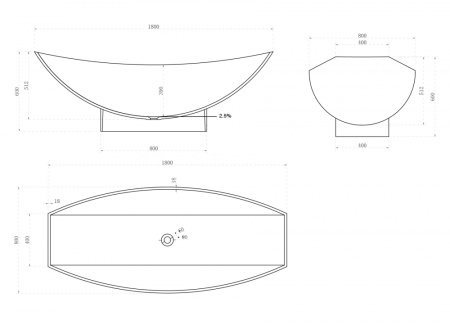Ванна из искусственого камня Abber Stein AS9610 180x80 белая матовая фото