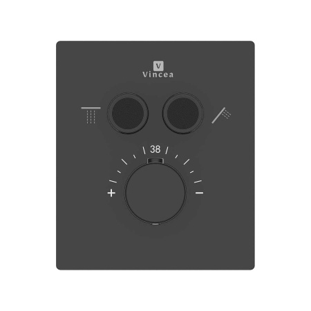 Душевая система скрытого монтажа с термостатом Vincea Inspire VSFW-321MT1MB черная матовая фото