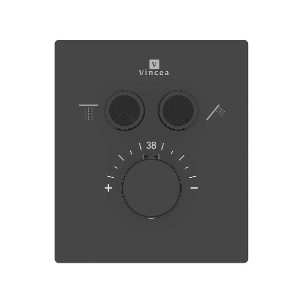 Душевая система скрытого монтажа с термостатом Vincea Inspire VSFW-3I21MT4RMB черная матовая фото