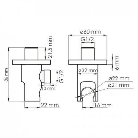 Подключение для шланга с держателем WasserKRAFT Isar A112 фото