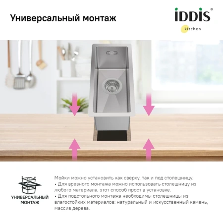 Мойка для кухни из нержавеющей стали Iddis Edifice EDI21S0i77 21x44 фото