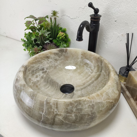 Накладная раковина из оникса Donut Grey Medium DO-01541 (45*45*15) фото