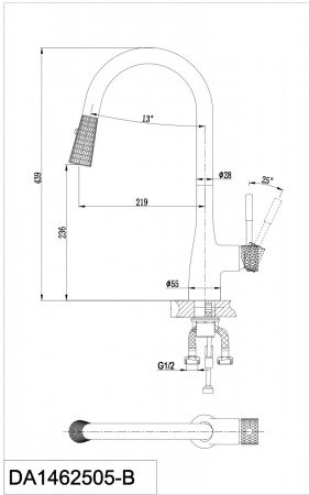 Смеситель для кухни D&K Rhein Schiller DA1462505B хром/черный фото