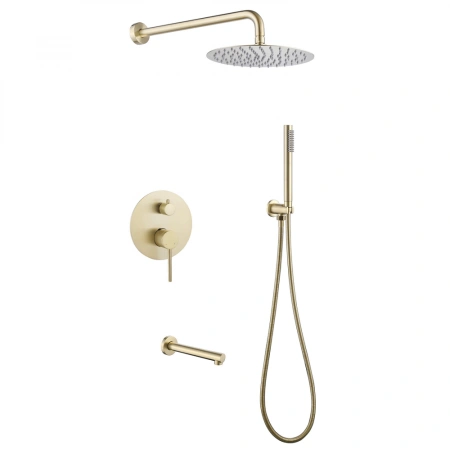 Душевая система скрытого монтажа Abber Emotion AF8817G матовое золото фото