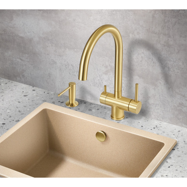 Смеситель для кухни под фильтр Milacio Ultra Vicar MCU.554.GD брашированное золото фото