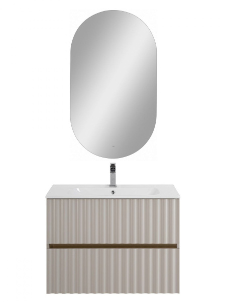 Тумба под раковину Art&Max Elegant AM-ELEGANT-800-2C-SO-GCM-LED светло-серая матовая / с подсветкой фото