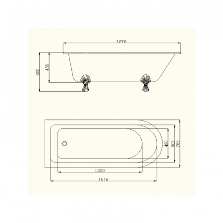 Чугунная ванна Magliezza Susanna Cr 167х76 на ножках фото