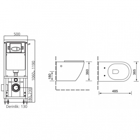 Комплект подвесной унитаз с инсталляцией SantiLine SL-5018+SL-01 фото