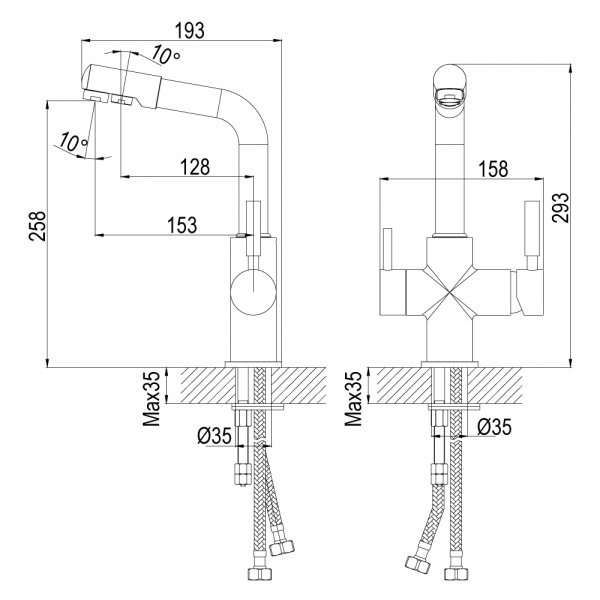Смеситель для кухни кухни с фильтром для воды Rossinka Z Z35-31 фото