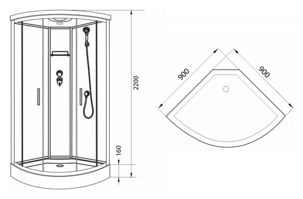 Душевая кабина Luxus Berg T09 90x90 фото
