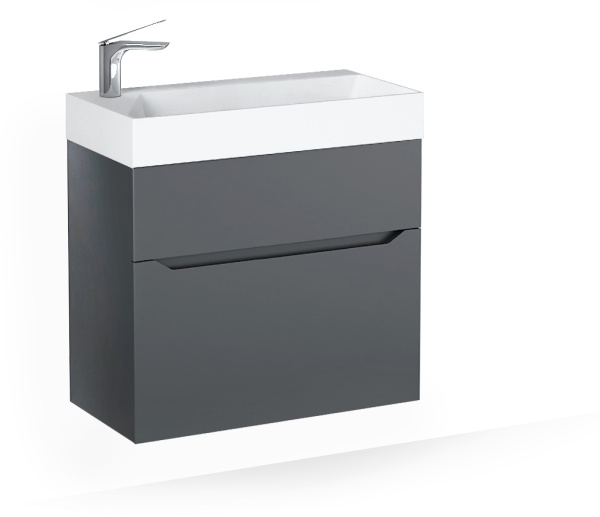Тумба с раковиной Raval Brik 55 Brk.01.55/P/A/RL антрацит фото