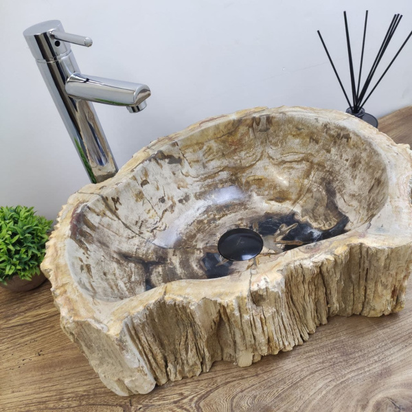 Накладная раковина из окаменелого дерева Fossil Basin OD-01125 (49*35*15) фото