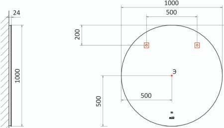 Зеркало с подсветкой и часами Jorno Solo 100 Solo.02.100/W/RL 100x100 фото