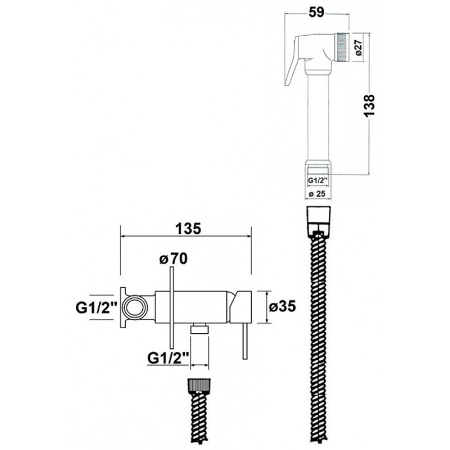 Гигиенический душ со смесителем AQUAme AQM 6020MW белый матовый фото