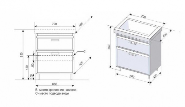 Тумба под раковину Style Line Лотос 70 СС-00000375 фото