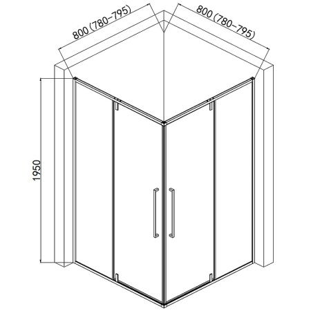 Душевой уголок AQUAme AQM7102-2-8 80x80 черный фото
