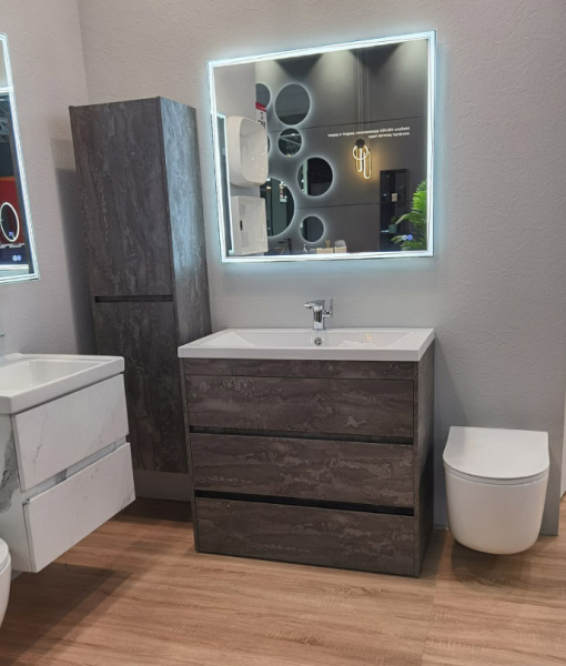 Тумба с раковиной напольная Art&Max Family FAMILY-M-1000-3C-PIA-IS железный камень / с подставкой для ребенка фото