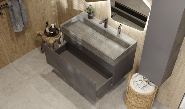 Тумба с раковиной Raval Facet Fac.01.100/P/A/RL 100 см антрацит фото
