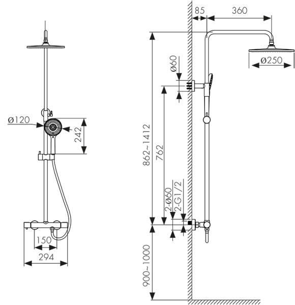 Душевая система с термостатом Kaiser Serio 05577 фото