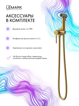 Гигиенический душ со смесителем Lemark Kalina LMF-2118S-BRG брашированное золото фото