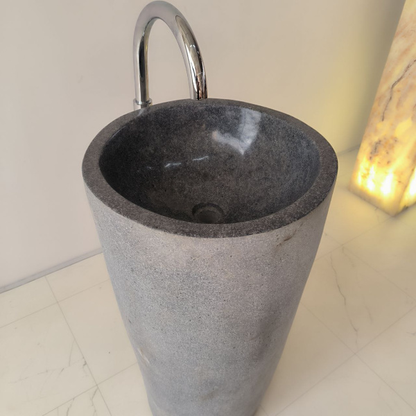 Напольная раковина из речного камня Indo RN-04176 46x46 фото