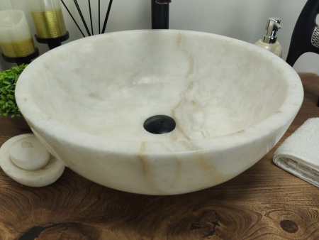 Накладная раковина из оникса Indo Bowl white Medium TinLip BO-00509 фото