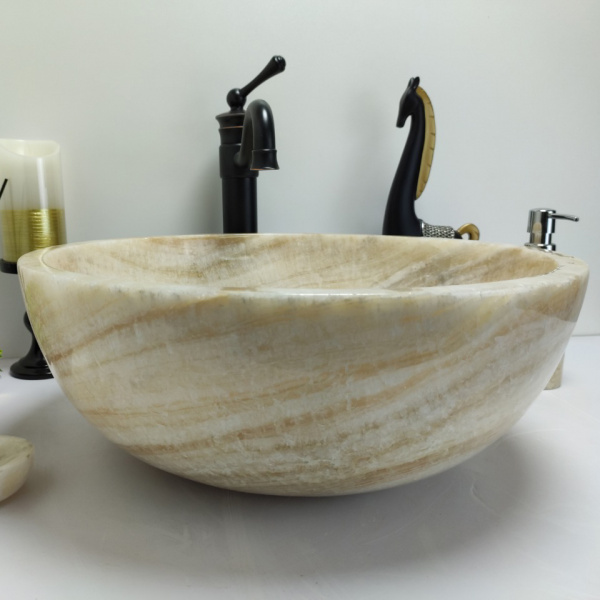Накладная раковина из оникса Indo Bowl Yellow Medium TinLip BO-00505 фото
