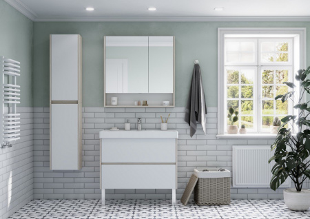 Зеркало-шкаф Акватон Сканди 85 1A252302SDB20 белый/дуб верона фото