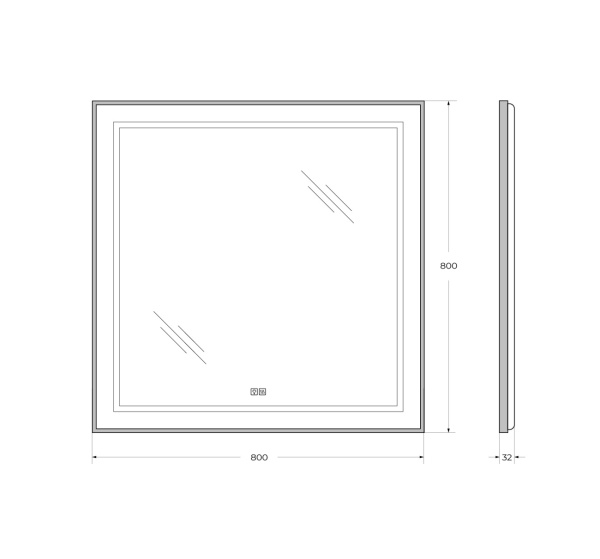 Зеркало с подсветкой, сенсорным выключателем и подогревом BelBagno SPC-KRAFT-800-800-LED-TCH-WARM-NERO 80x80 черное фото