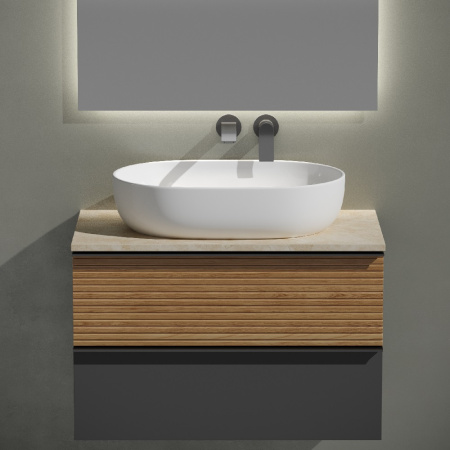 Тумба под раковину Sancos Delta DL80GR дуб красный/графит фото